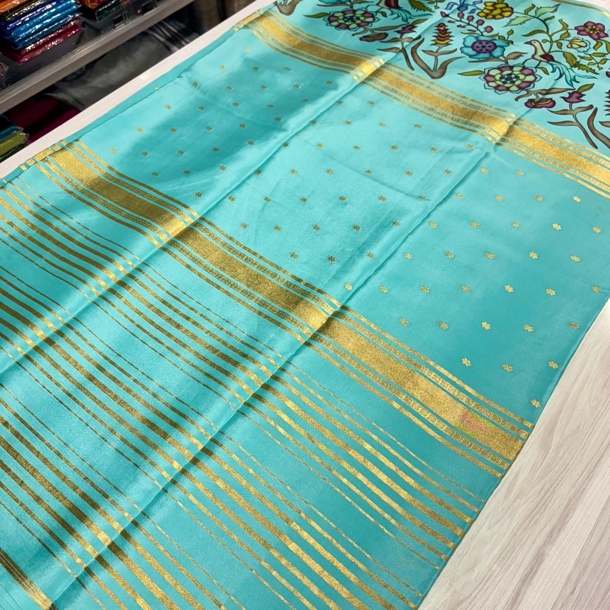 Printed Mysore Silk Saree