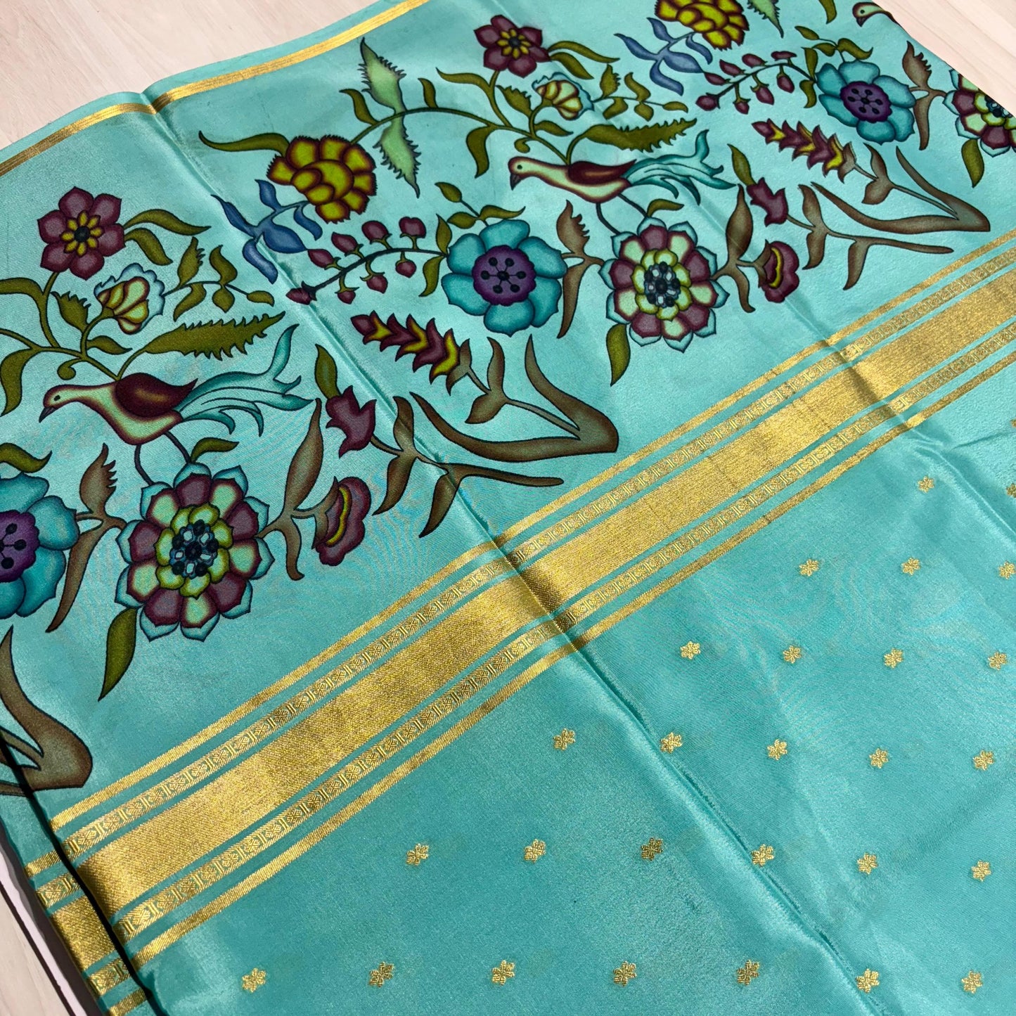 Printed Mysore Silk Saree