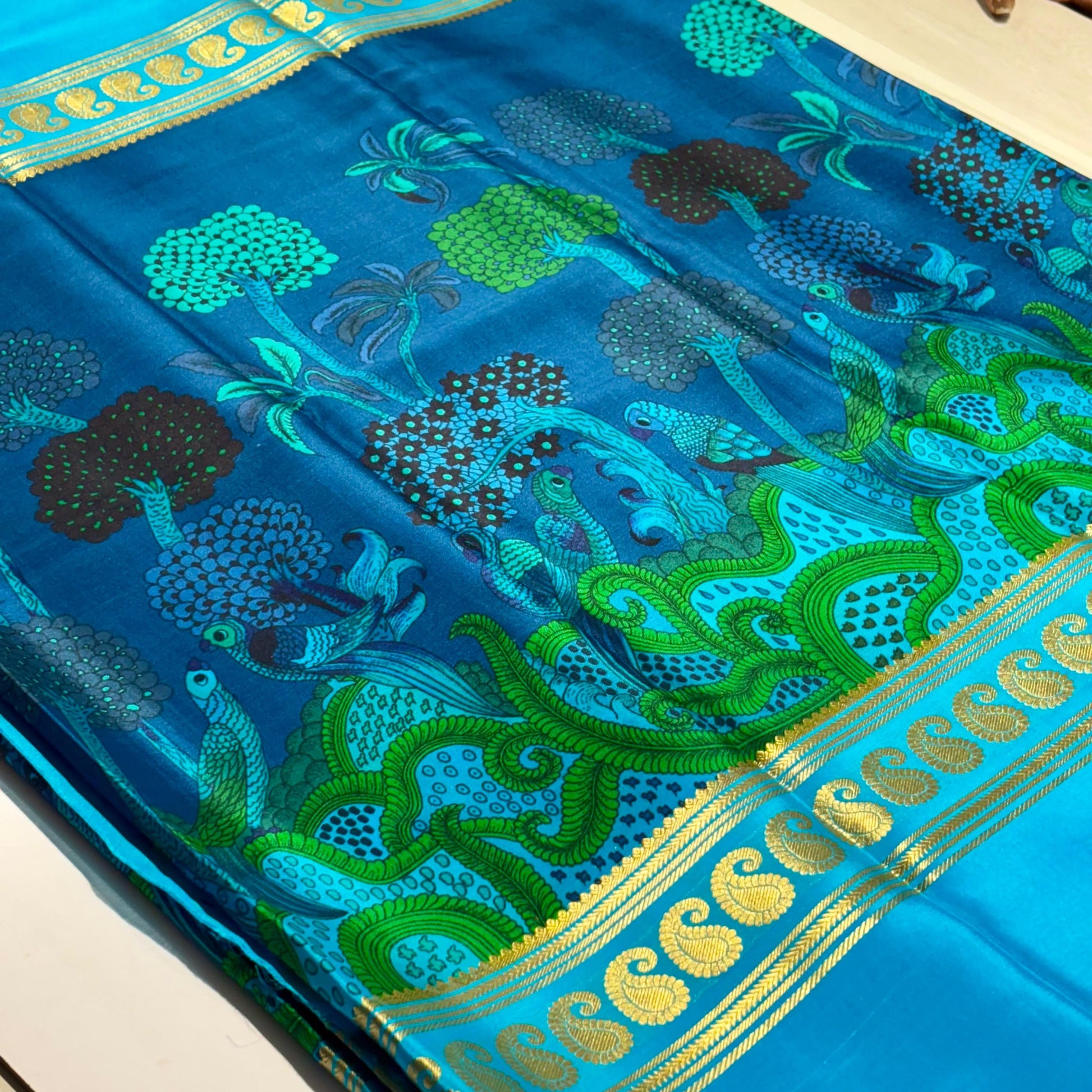 Printed Mysore Silk Saree