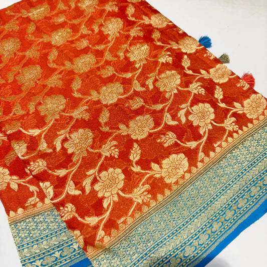 Pure Khadi Georgette Saree