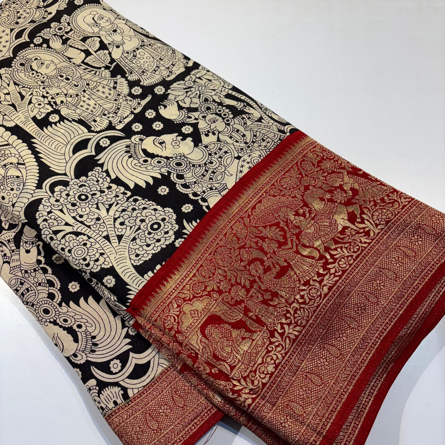 Kalamkari Printed Maslin Silk Saree