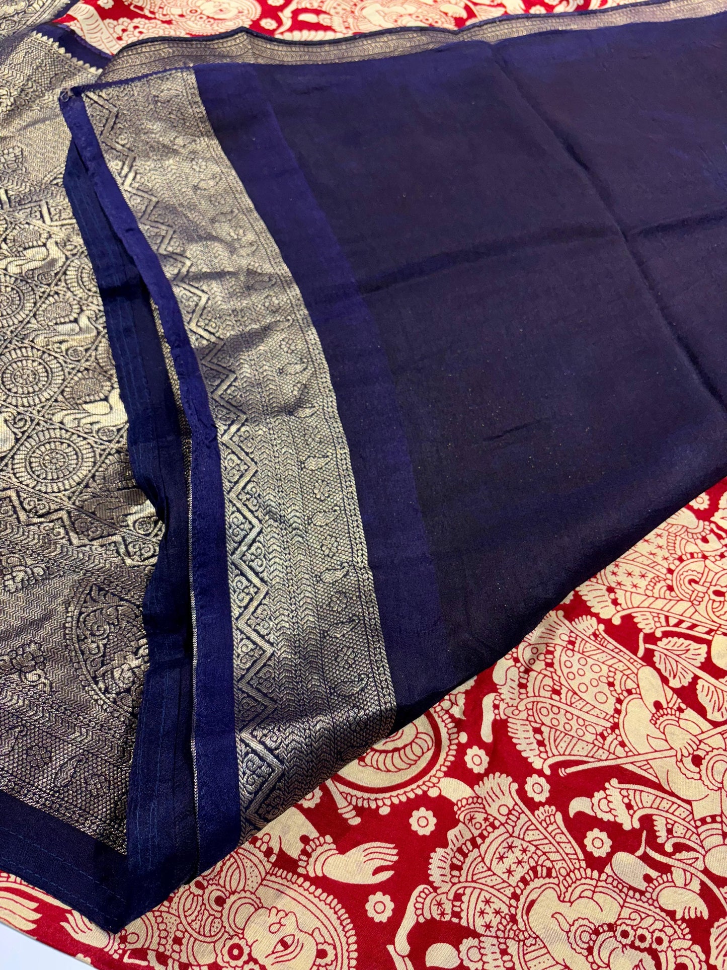 Kalamkari Printed Maslin Silk Saree