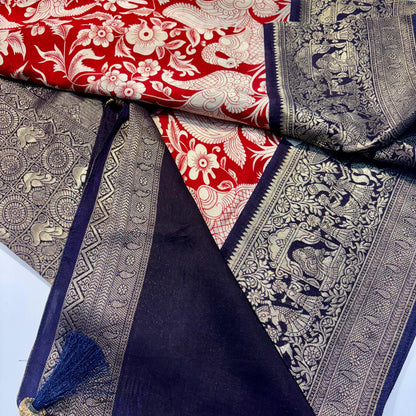 Kalamkari Printed Maslin Silk Saree