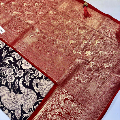 Kalamkari Printed Maslin Silk Saree