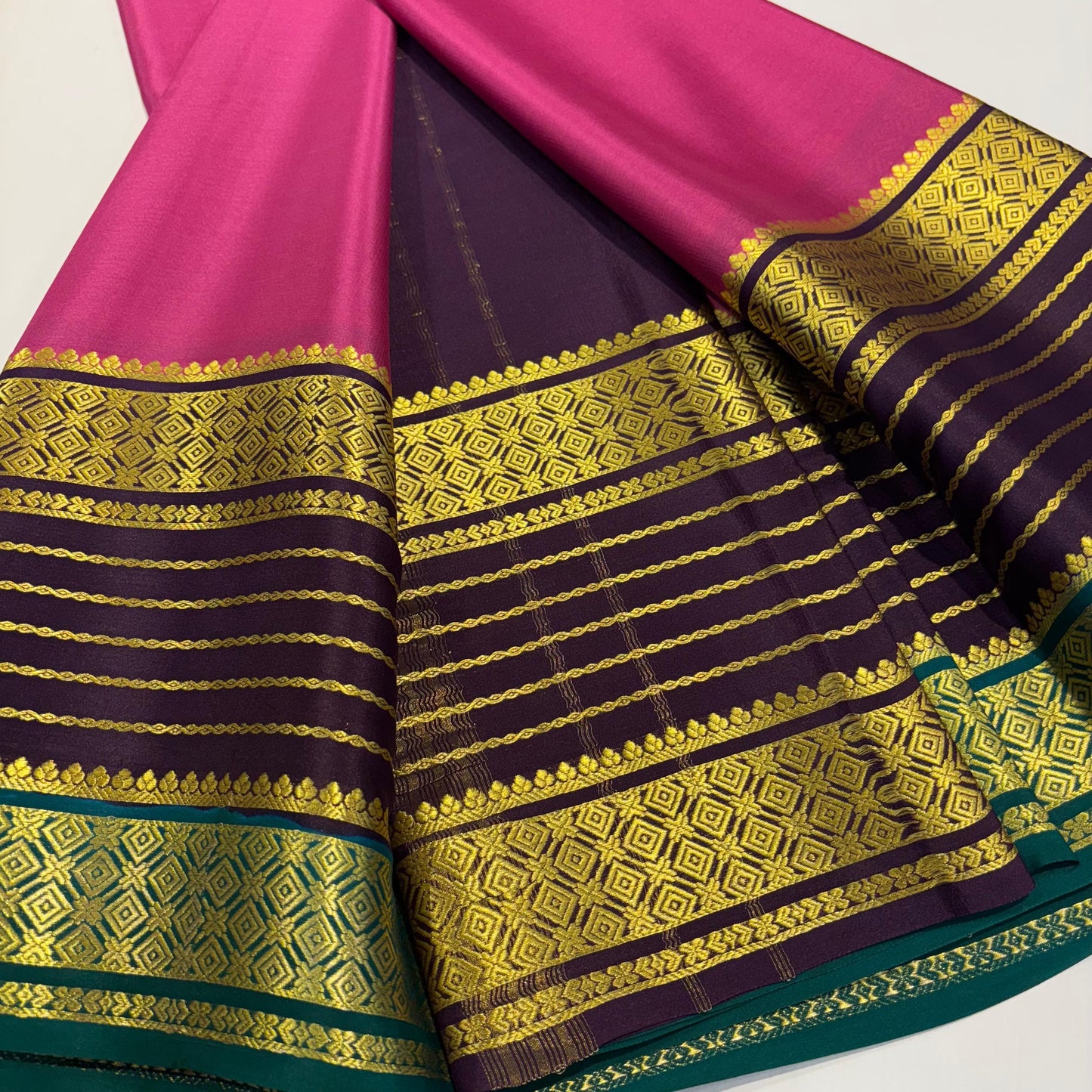 3D Contrast Mysore Silk Saree