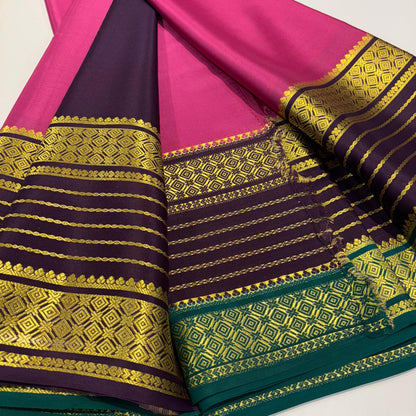 3D Contrast Mysore Silk Saree