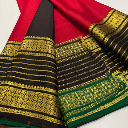 3D Contrast Mysore Silk Saree