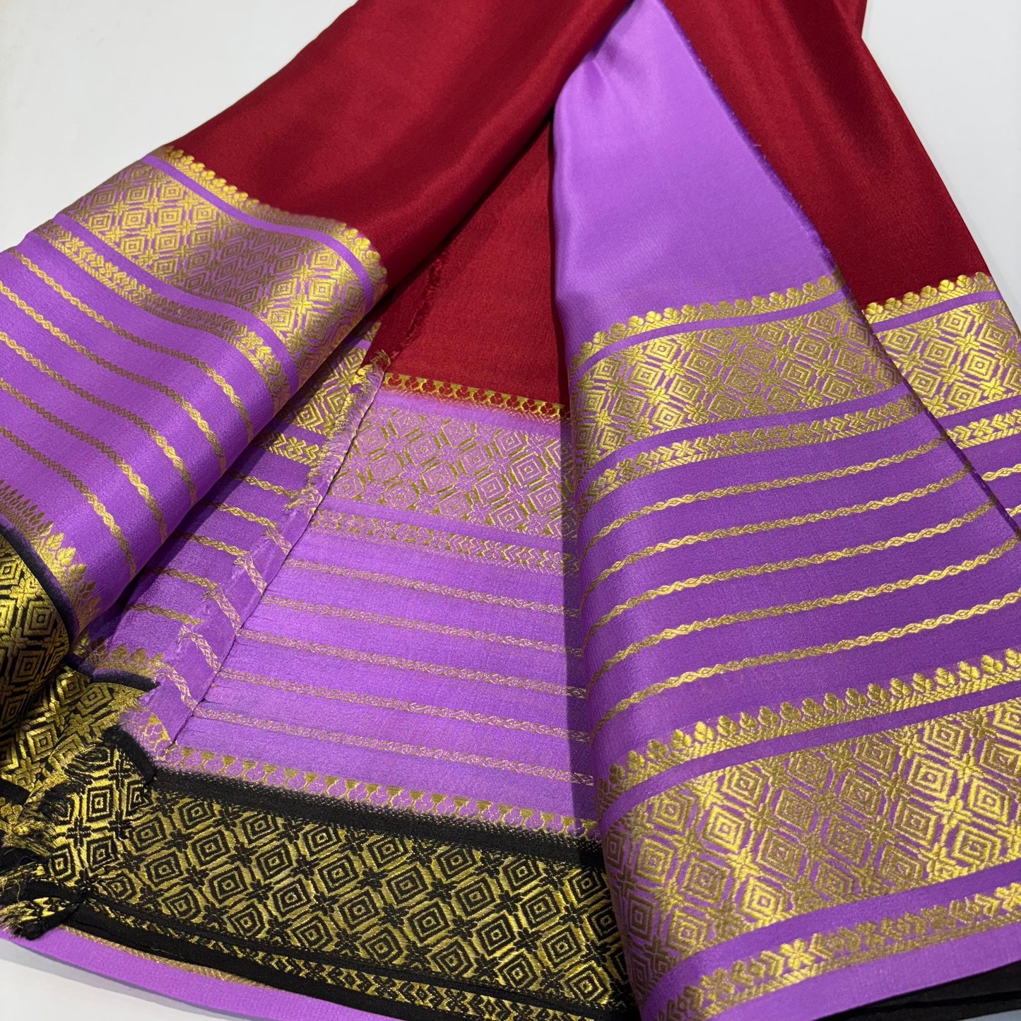 3D Contrast Mysore Silk Saree