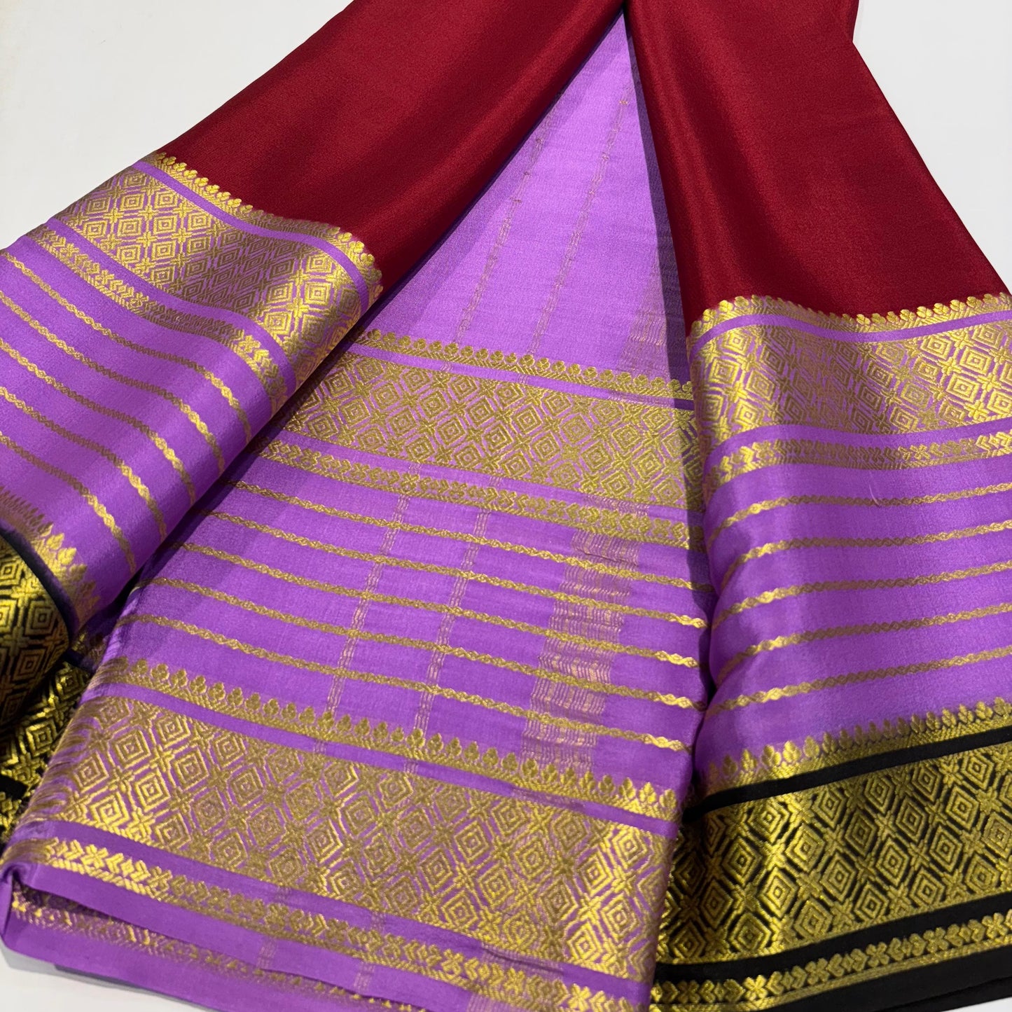 3D Contrast Mysore Silk Saree