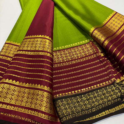 3D Contrast Mysore Silk Saree