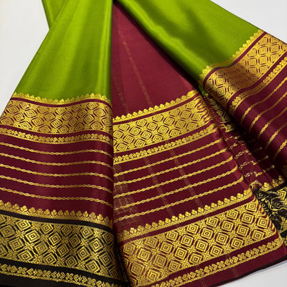 3D Contrast Mysore Silk Saree