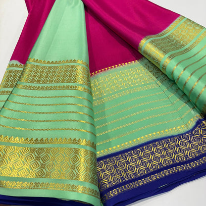 3D Contrast Mysore Silk Saree