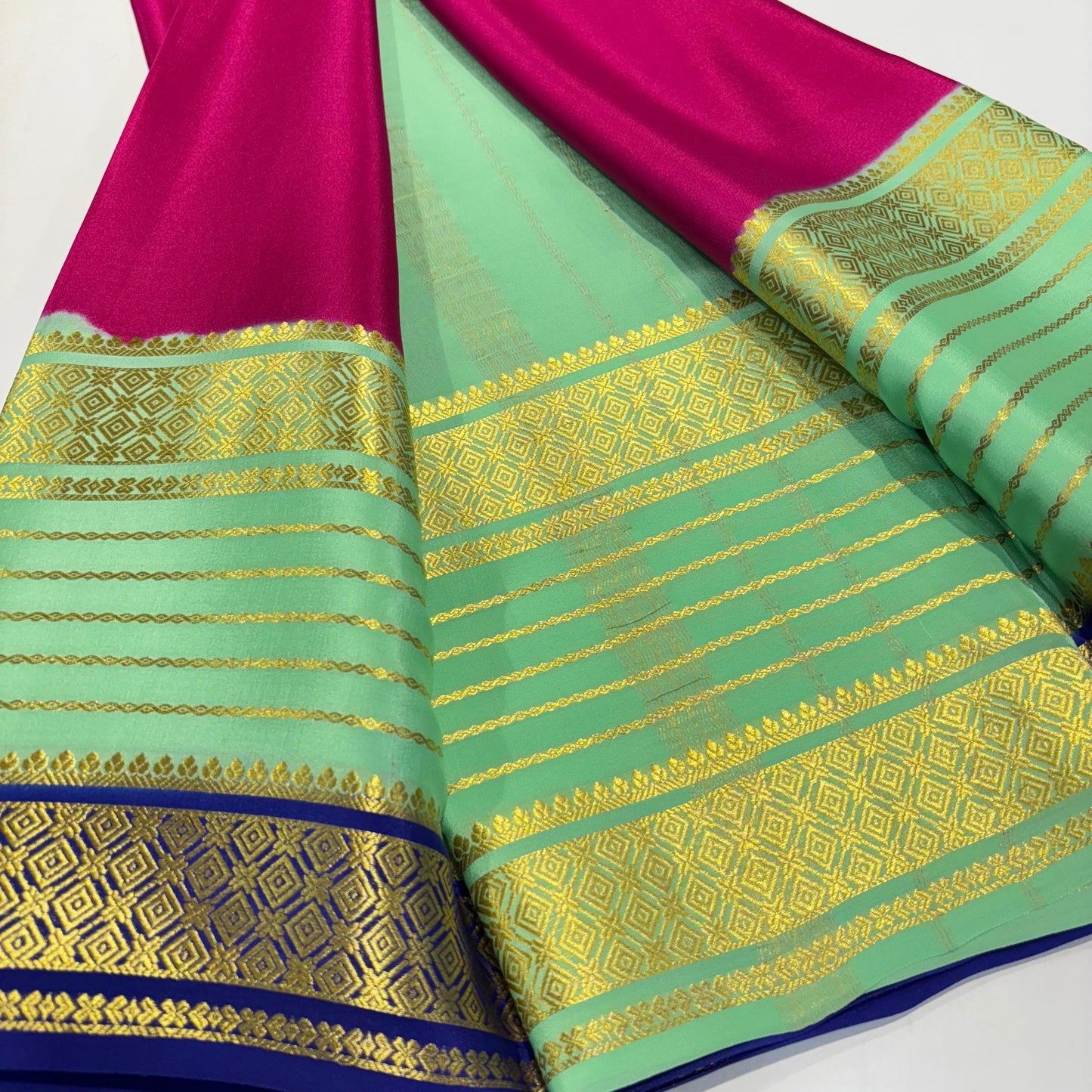 3D Contrast Mysore Silk Saree