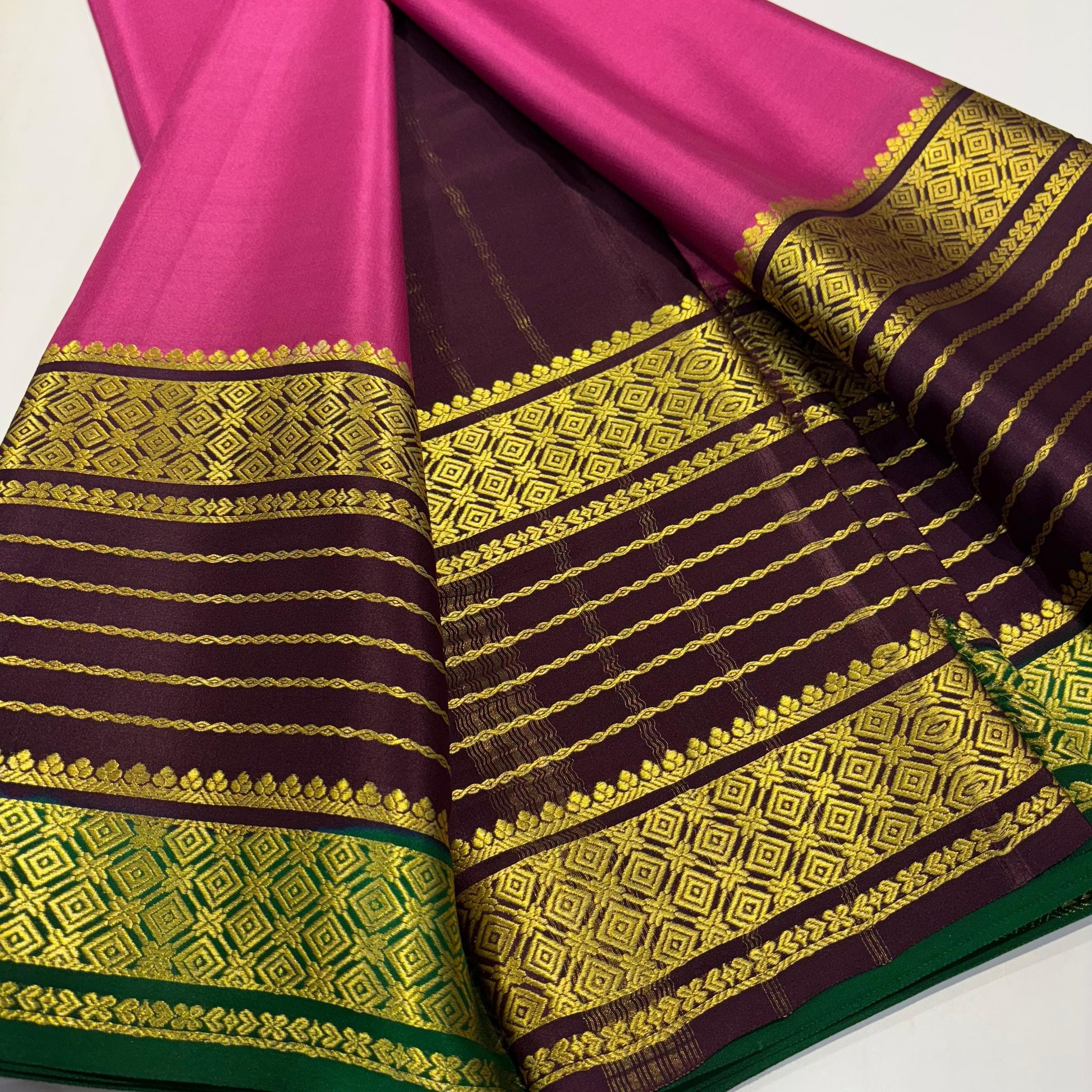 3D Contrast Mysore Silk Saree