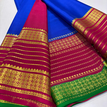 3D Contrast Mysore Silk Saree