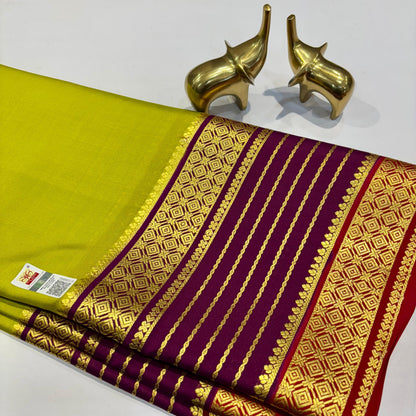 3D Contrast Mysore Silk Saree