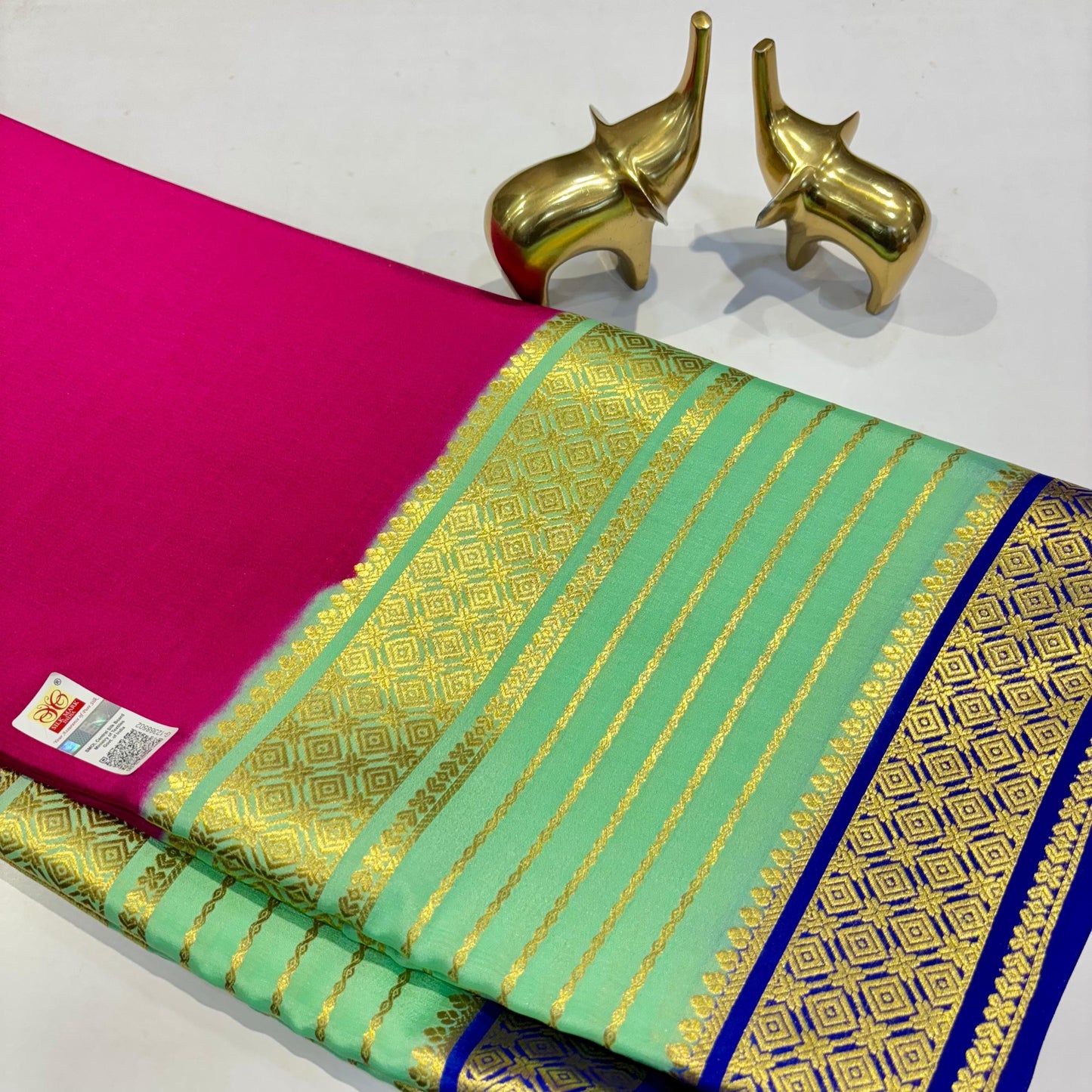 3D Contrast Mysore Silk Saree