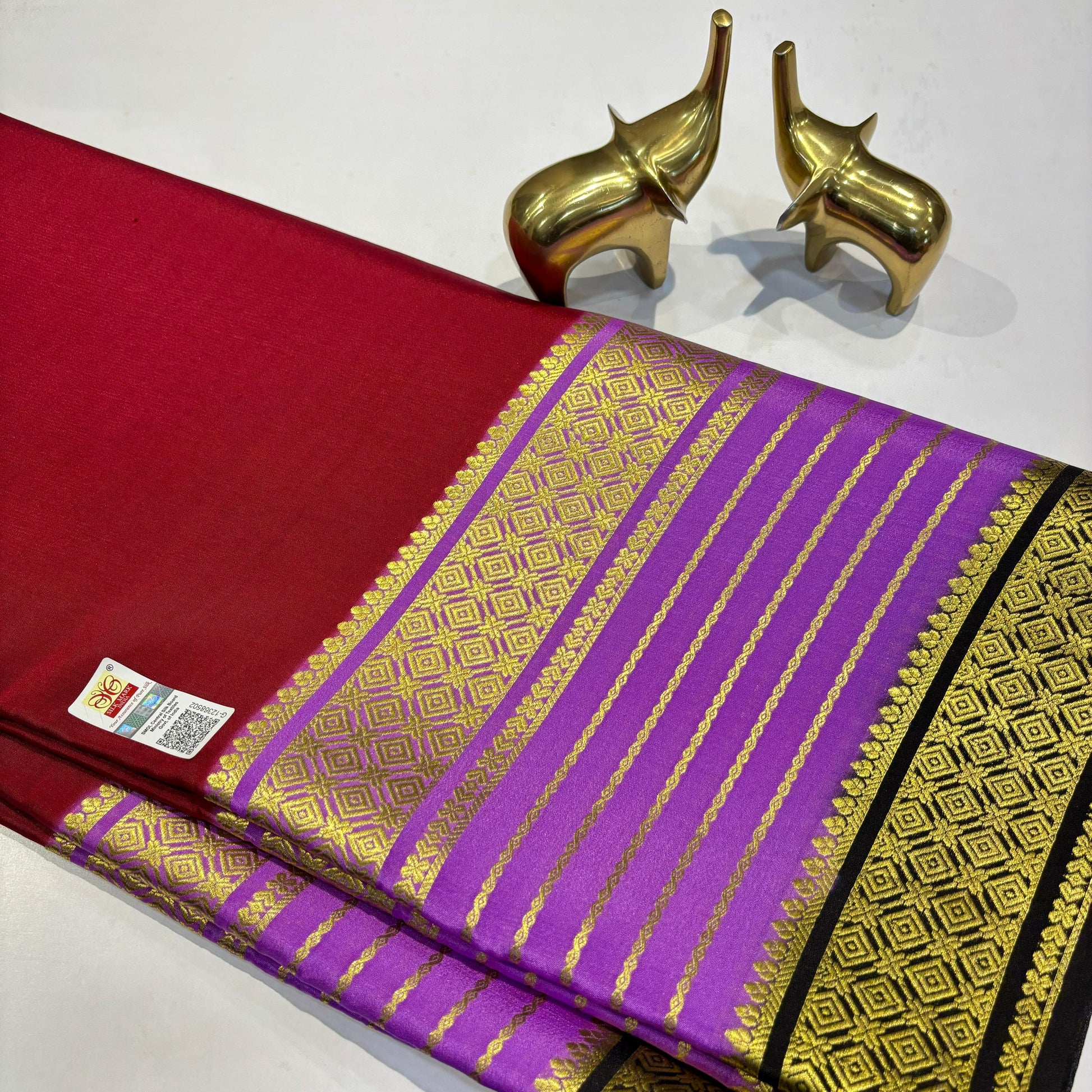 3D Contrast Mysore Silk Saree