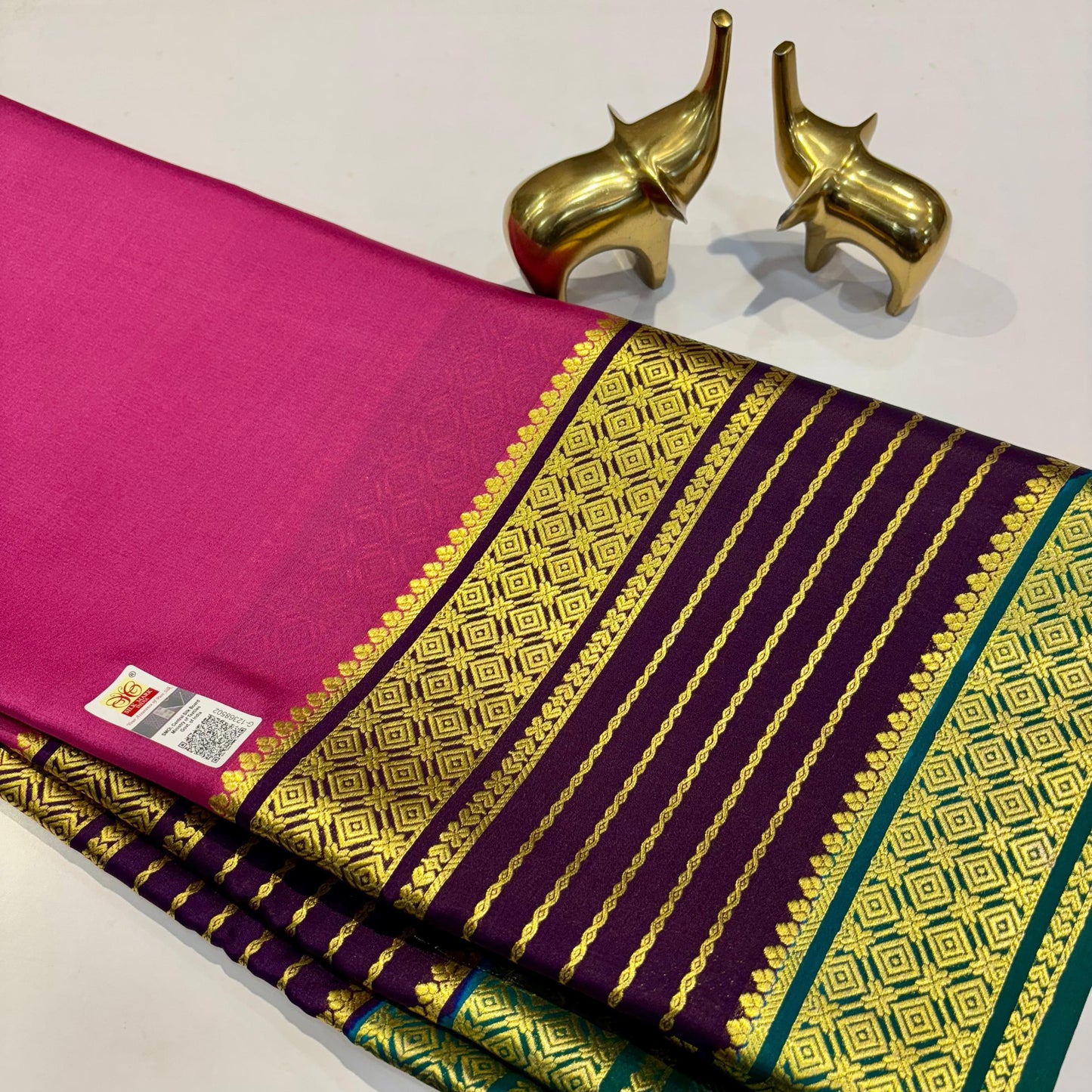 3D Contrast Mysore Silk Saree