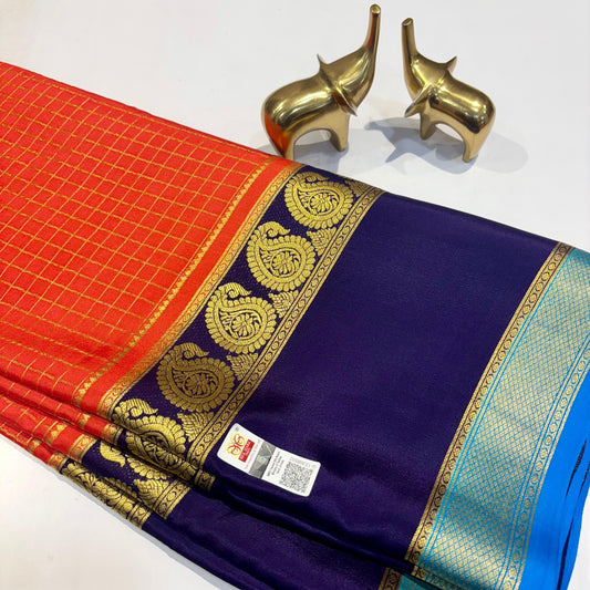 3D Contrast Mysore Silk Saree