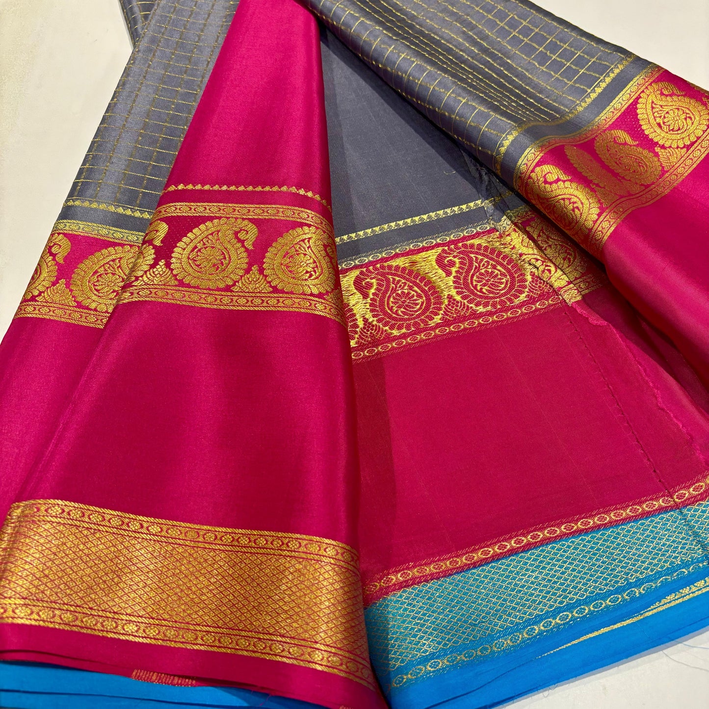 3D Contrast Mysore Silk Saree