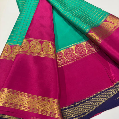 3D Contrast Mysore Silk Saree