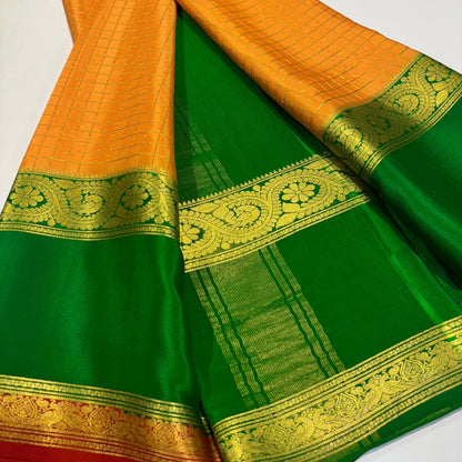 3D Contrast Mysore Silk Saree