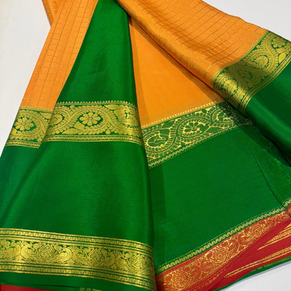 3D Contrast Mysore Silk Saree