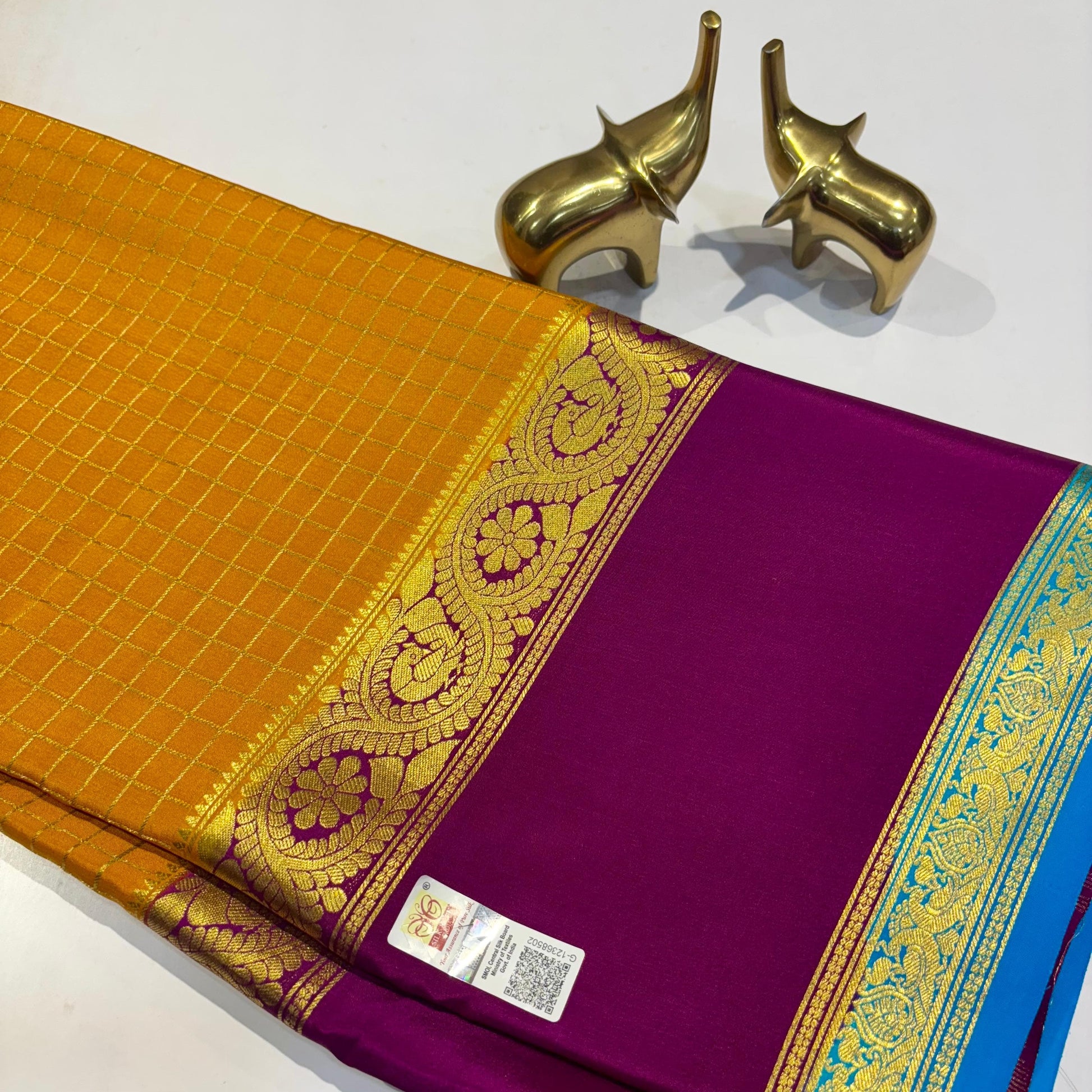 3D Contrast Mysore Silk Saree