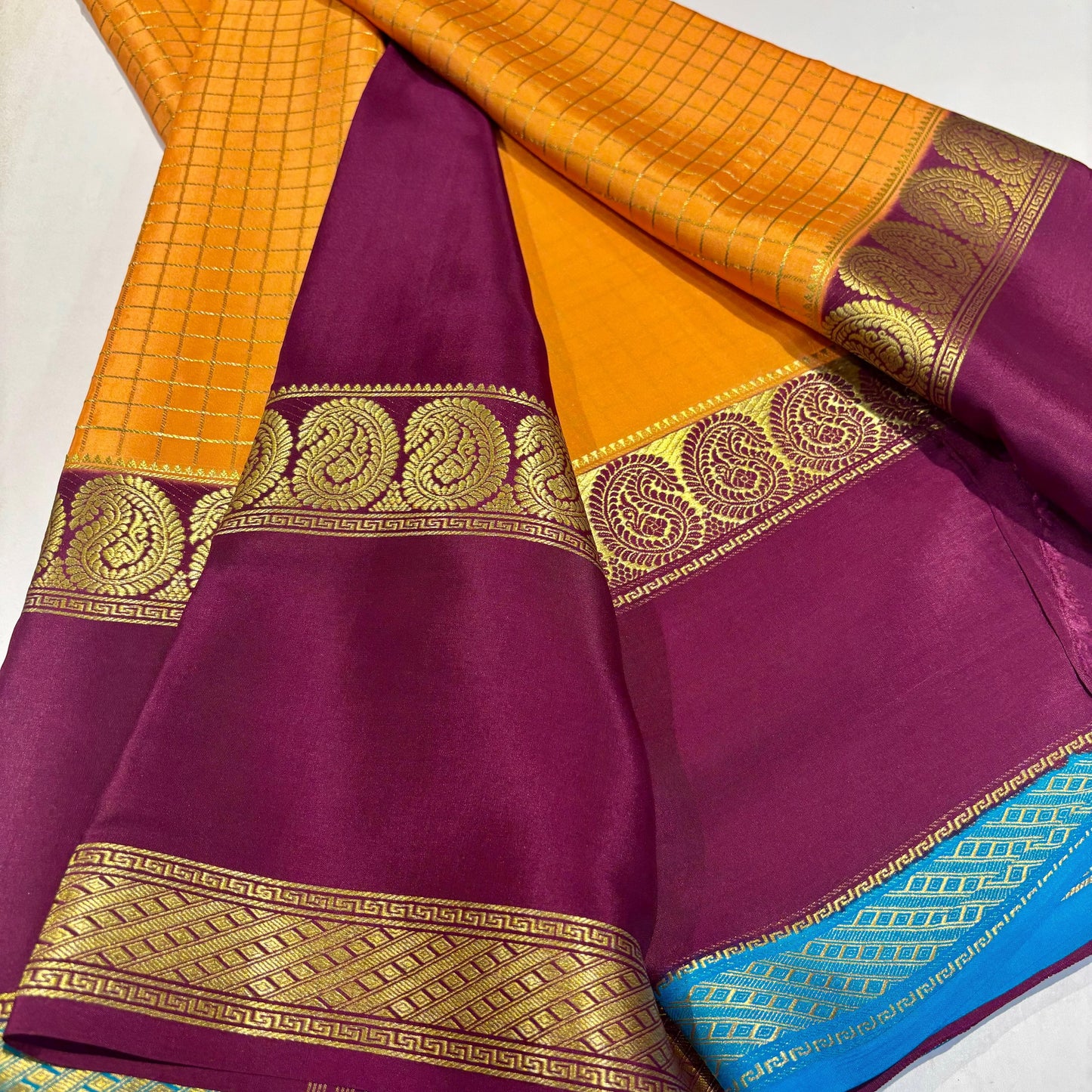 3D Contrast Mysore Silk Saree