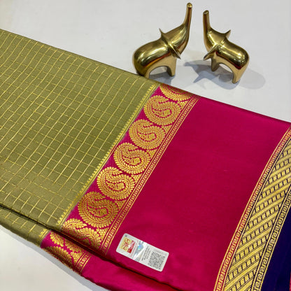 3D Contrast Mysore Silk Saree