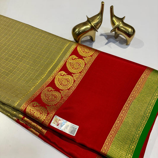 3D Contrast Mysore Silk Saree