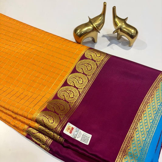 3D Contrast Mysore Silk Saree