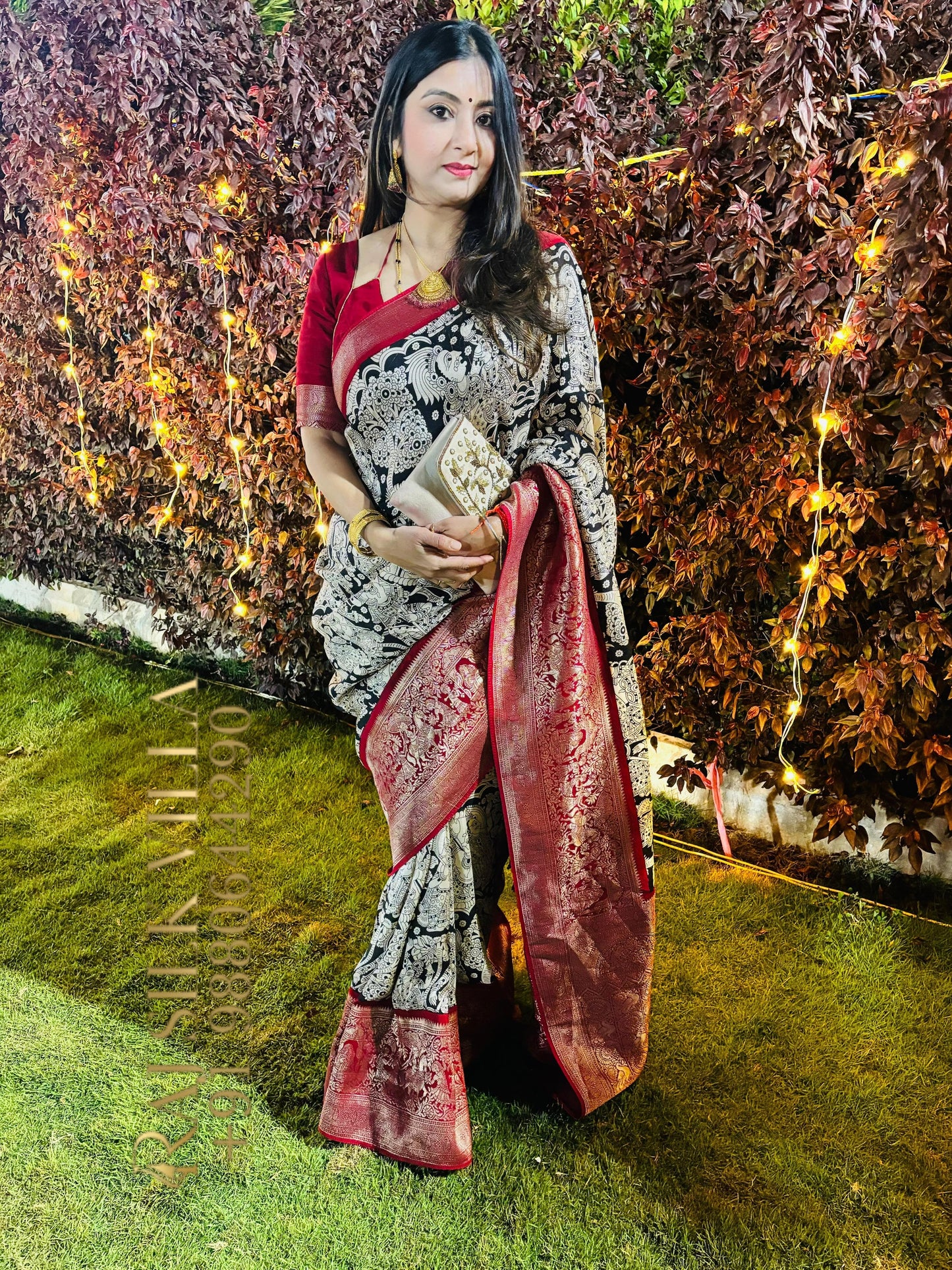 Kalamkari Printed Maslin Silk Saree