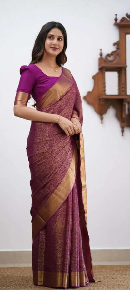 Semi Brocade Mysore Crepe Silk Saree