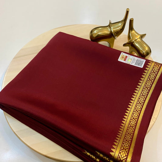 Pure Mysore Silk Saree | Elegant Border | 100+ Gram Thickness