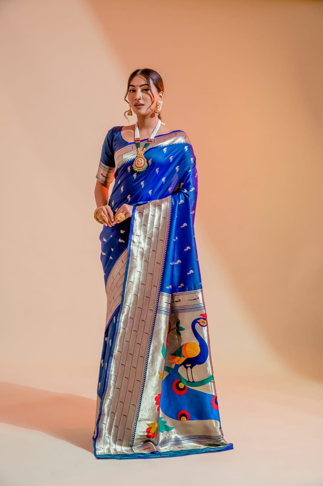 Peshwai Paithani Saree With Peacock Pallu Purple Buy Online