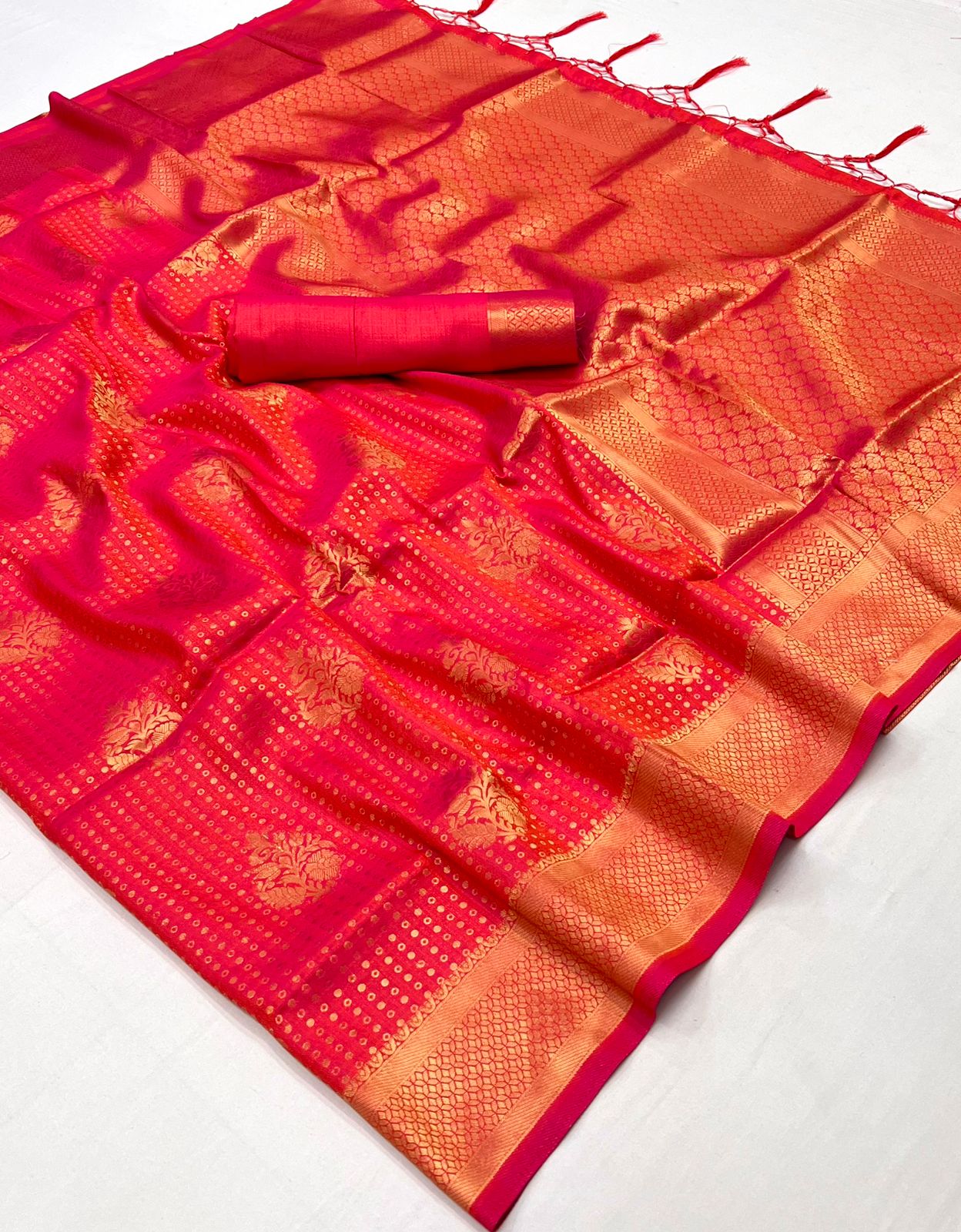 Beautiful Nylon Chinon Two Tone Weaving Silk Saree | Soft Silk Weaving All Over Butta