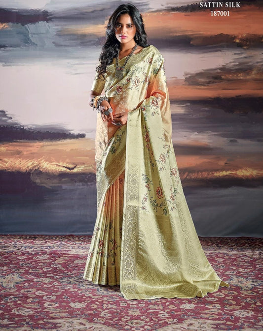 Pure Satin Printed Saree