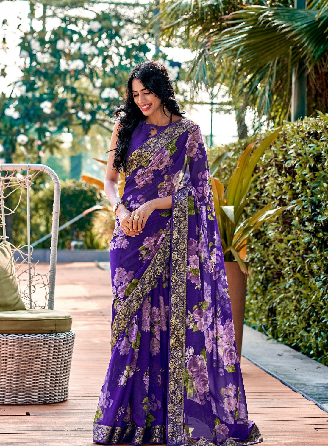 Floral Printed Designer Saree