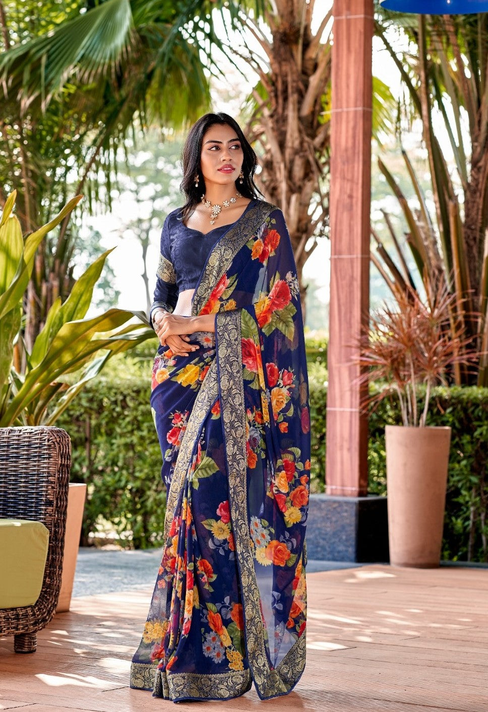 Floral Printed Designer Saree