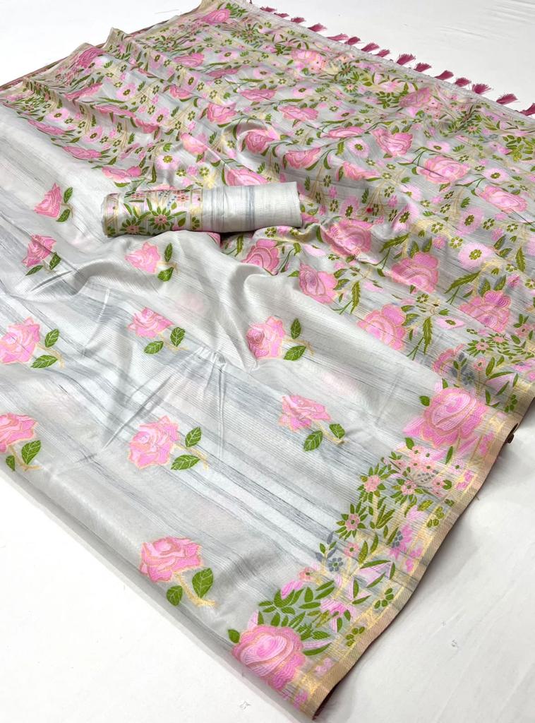 Textured Silk Saree | Parsi Weaving
