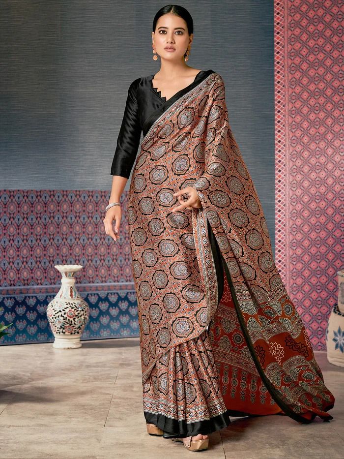 AJRAK PRINT COTTON SAREE – Tina Eapen Design studio