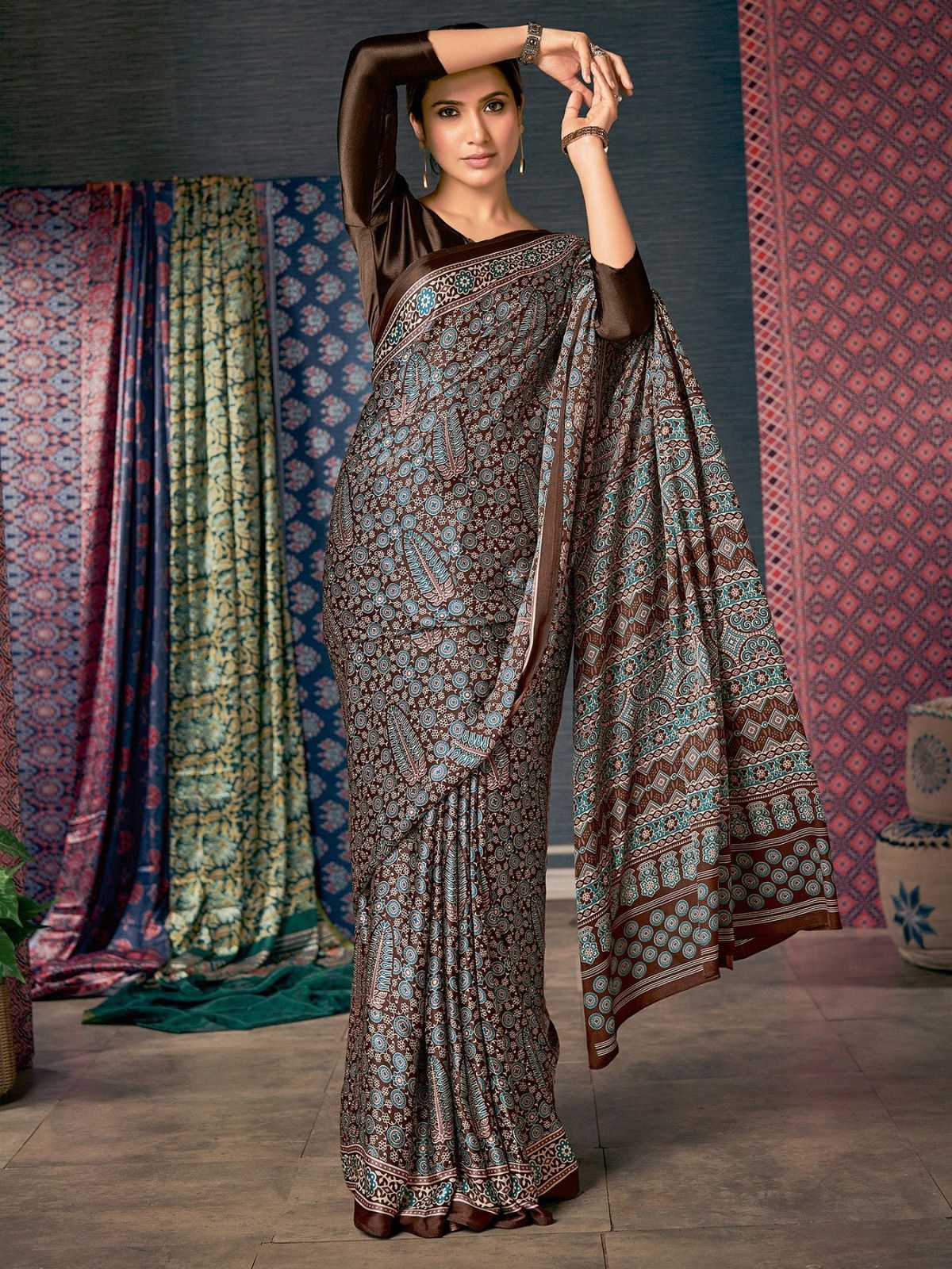 Imported Cotton Ajrak 10 Printed Wholesale Cotton Saree Catalog - The  Ethnic World