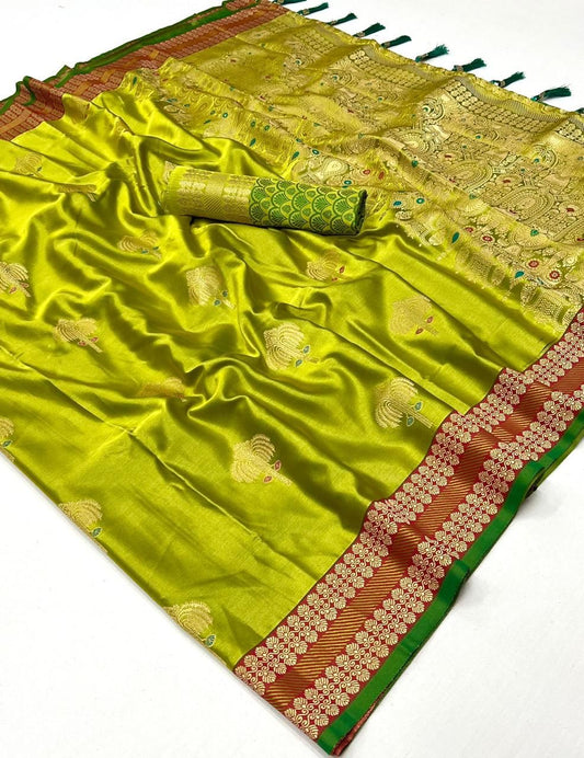 Pure Satin Silk Saree | Chaap Weaving