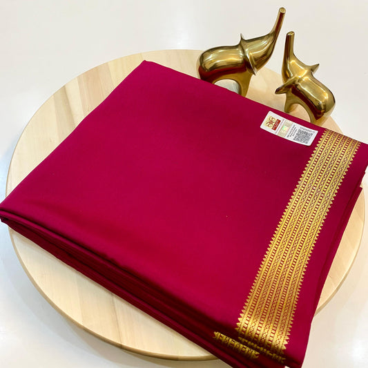 Pure Mysore Silk Saree | 100 Grams Thickness | Line Pallu