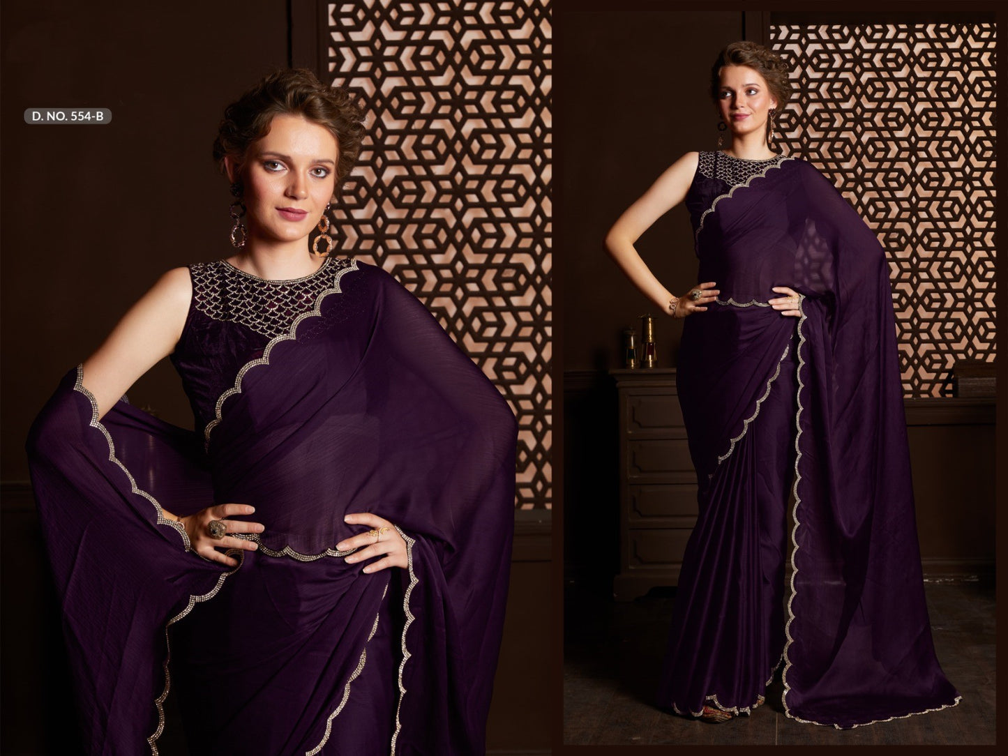 Chiffon Silk Saree | Swarovski Handwork