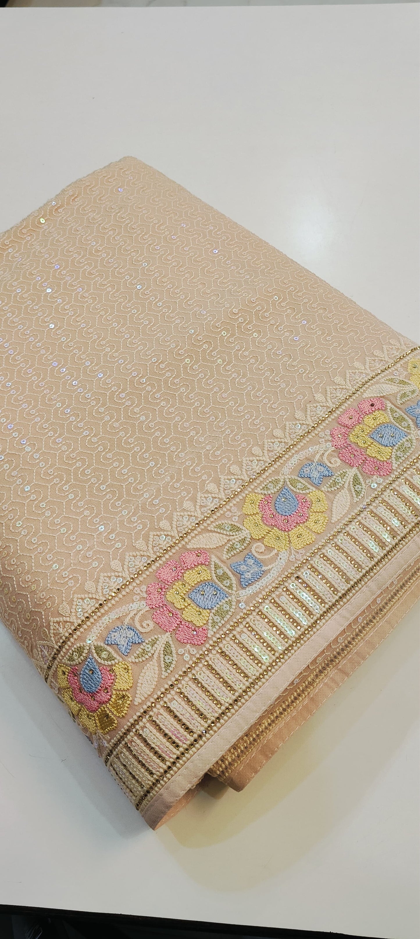 Pure Georgette Kashmiri Saree | Swarovski Work