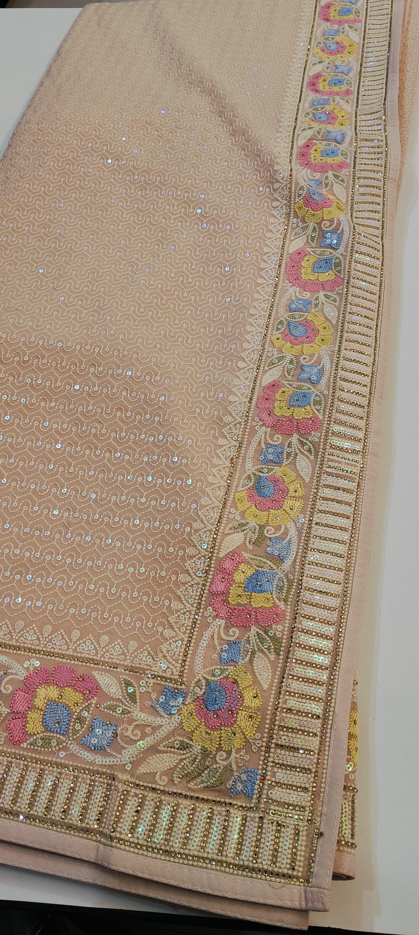 Pure Georgette Kashmiri Saree | Swarovski Work