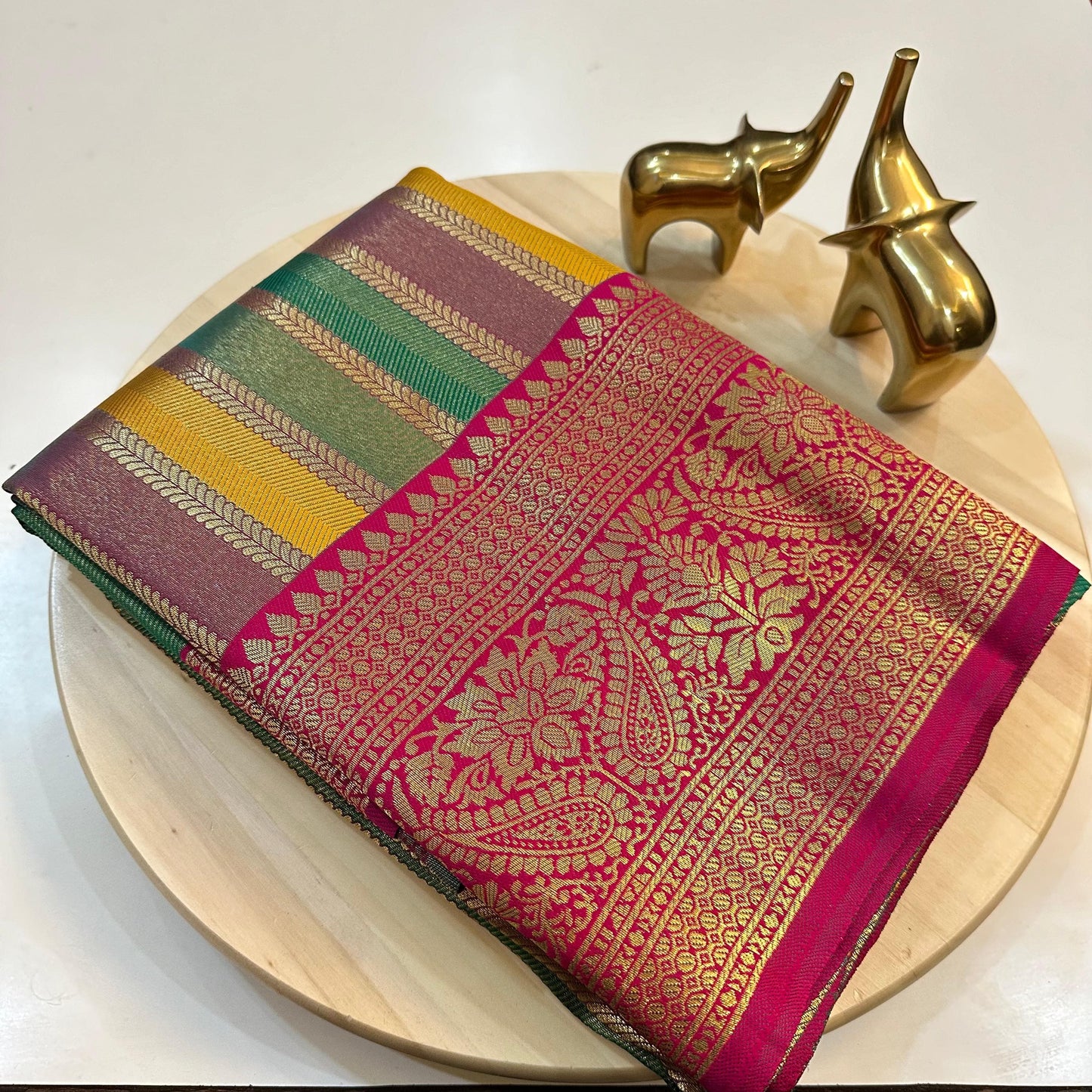 Soft Silk Kanchivaram Lehariya Concept Saree